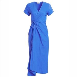 A.L.C. EDIE LINEN-BLEND WRAP MIDI DRESS / SIZE 8